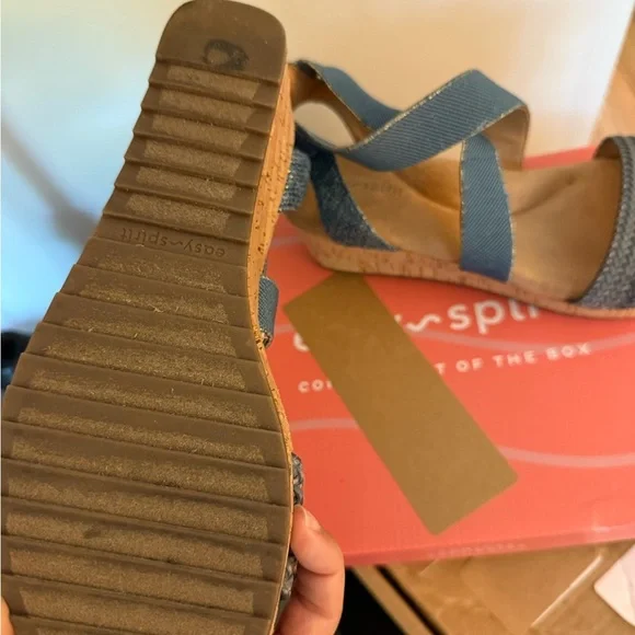 New Easy spirit blue Women's Comfort Wedge Sandals sz 7 - Picture 4 of 6